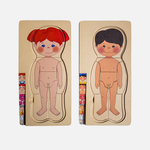 Rompecabezas del cuerpo humano del niño y la niña
